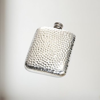 6oz Hammered Pewter Pocket Flask