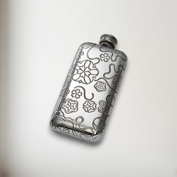 3oz Yorkshire Rose Pocket Flask Small Tree of Life Pewter Pocket Flask
