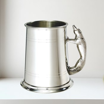 Fox Handle 1 pint pewter Tankard
