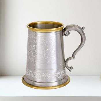 Brass Rim Stag Pewter Tankard | Brass Rim STAG Pewter Tankar Brass Rim Stag Pewter Tankard | Brass Rim STAG Pewter Tankar