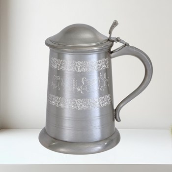 Medieval Hunting Scene Lidded Tankard