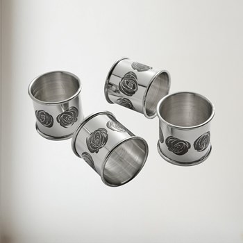 Set Of Four Charles Rennie Mackintosh Pewter Napkin Rings