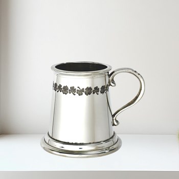 Shamrock Quarter Pint Pewter Baby Mug