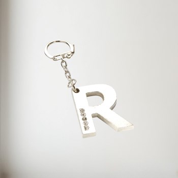 Initial R Touchmarked Pewter Keyring KEYRING-R