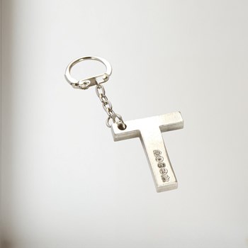 Initial T Touchmarked Pewter Keyring KEYRING-T