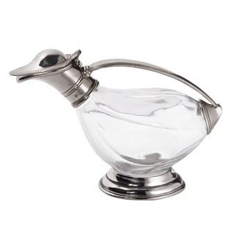Pewter & glass duck decanter