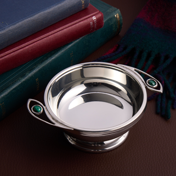 Nevis Pewter Quaich Leaf Gemstone Handles