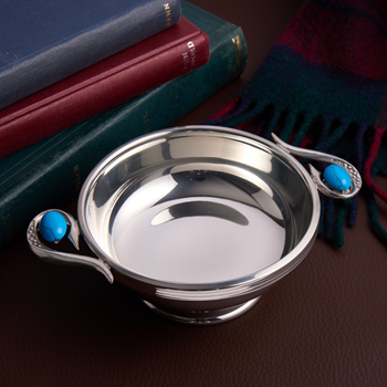 Torridon Turquoise Handle Pewter Quaich Torridon Turquoise Handle Pewter Quaich