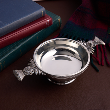 Thistle Handle Large Pewter Quaich