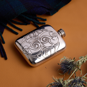 Celtic Spirals 4oz Pewter Pocket Flask Celtic Spirals 4oz Pewter Pocket Flask