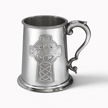Embossed Celtic Cross Pewter Tankard