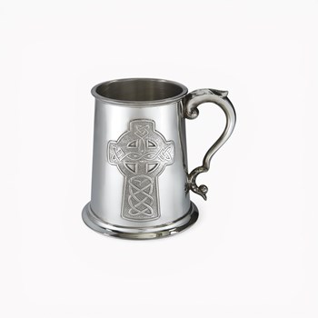 Embossed Celtic Cross Pewter Tankard