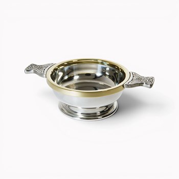 Brass Rim Medium Pewter Quaich