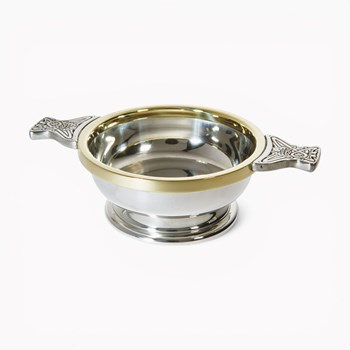 Brass Rim Medium Pewter Quaich