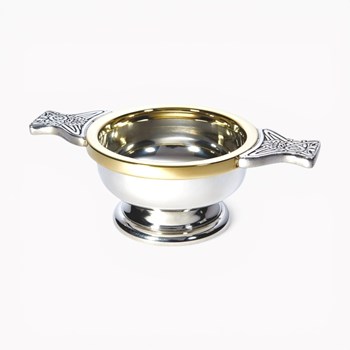 Brass Rim Small Pewter Quaich