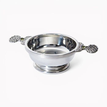 August Birthstone Pewter Quaich With Peridot Stones