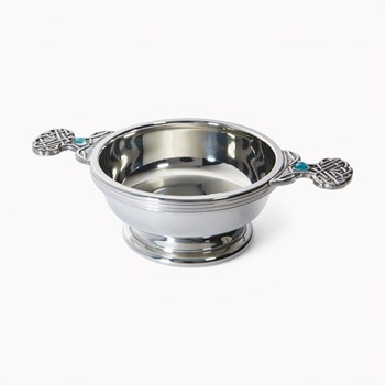 March Birthstone Pewter Quaich With Aquamarine Stones