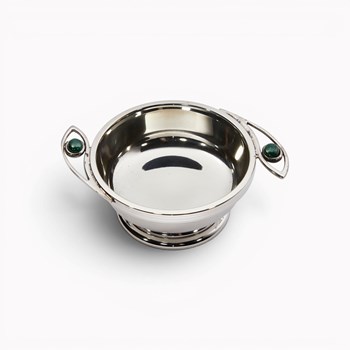 Nevis Pewter Quaich Leaf Gemstone Handles