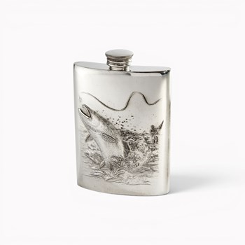 Embossed Fishing 3oz Top Pocket Flask