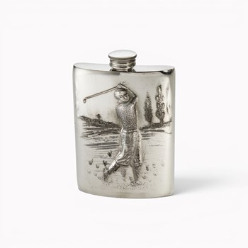 Embossed Golfer 3oz Top Pocket Flask