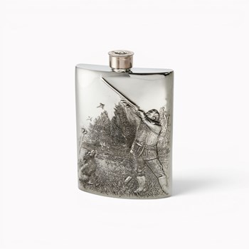 Embossed Shooting 3oz Top Pocket Flask