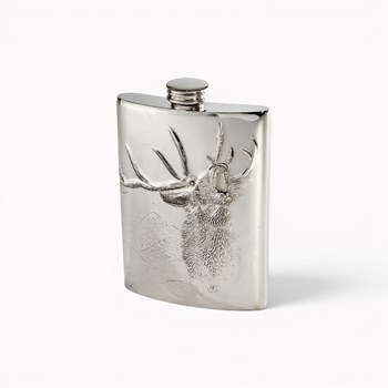 Embossed Roaring Stag 3oz Top Pocket Flask