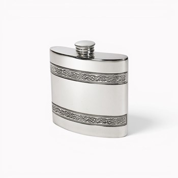 4oz Horizontal Celtic Bands Pewter Kidney Hip Flask