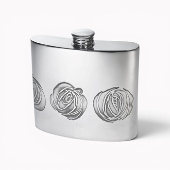 6oz Charles Rennie Mackintosh Rose Pewter Kidney Hip Flask