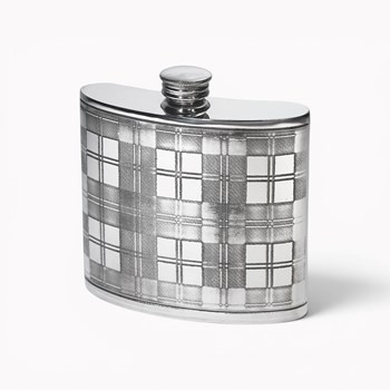 6oz tartan pewter kidney hip flask