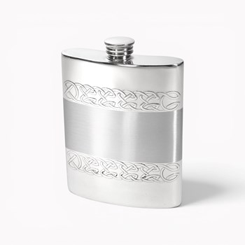 6oz Embossed Celtic Bands pewter kidney hip Flask