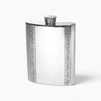 Vertical Celtic Bands 6oz Pewter Kidney Hip Flask