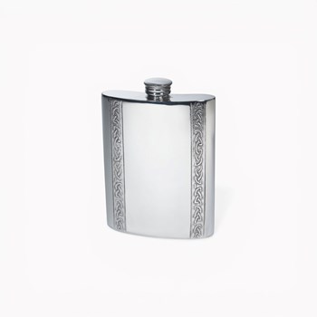 Vertical Celtic Bands 6oz Pewter Kidney Hip Flask