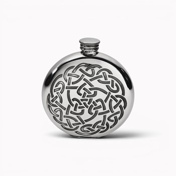 Round Pewter Celtic Knot Flask Round Pewter Celtic Knot Flask