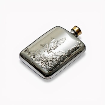 Mallard Embossed 6oz Pewter Pocket Flask Mallard Embossed 6oz Pewter Pocket Flask