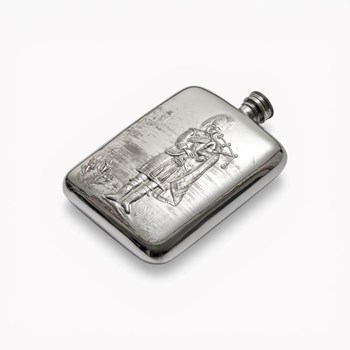 Piper Embossed 6oz Pewter Pocket Flask