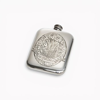 Usquabae Thistle Skull And Hearts Pewter Pocket Flask