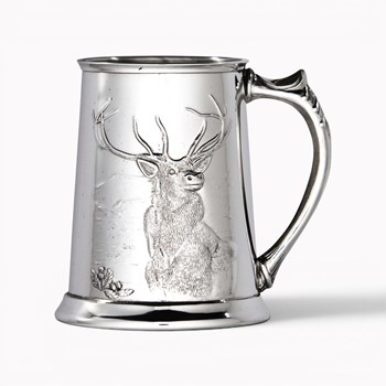 Embossed Monarch of the Glen Pewter Tankard