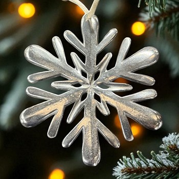 Pewter Snowflake Christmas Tree Decoration Initial A Touchmarked Pewter Keyring