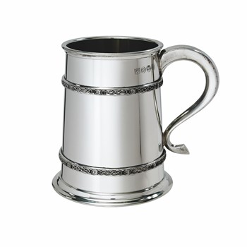 Double Celtic Bands Pewter Tankard Double Celtic Bands Pewter Tankard