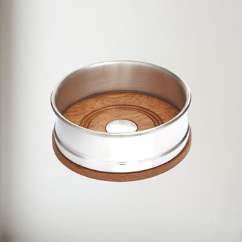 Small Wood and Pewter Bottle Coaster
