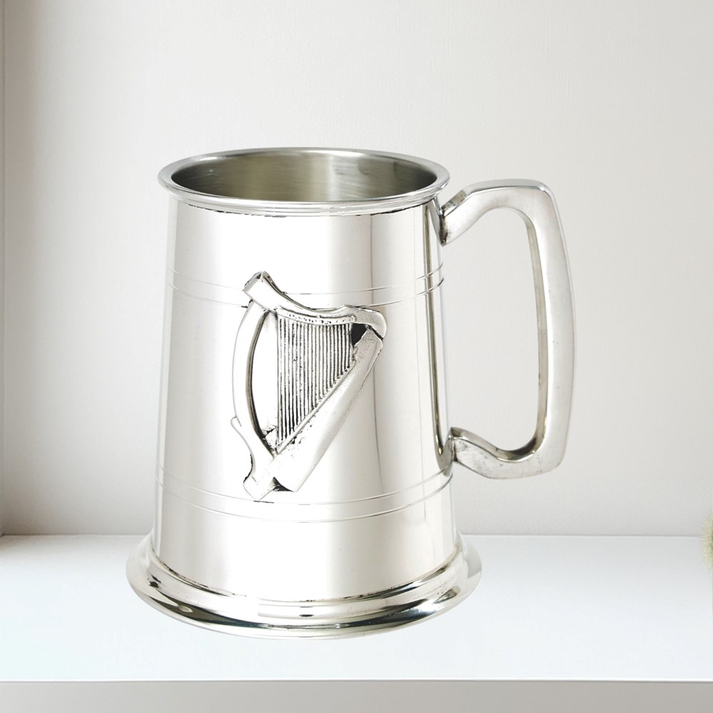 Irish Harp Badge One Pint Pewter Tankard