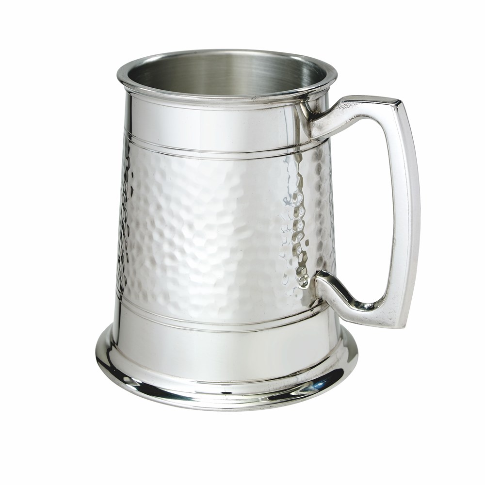 Half Hammered One Pint Pewter Tankard