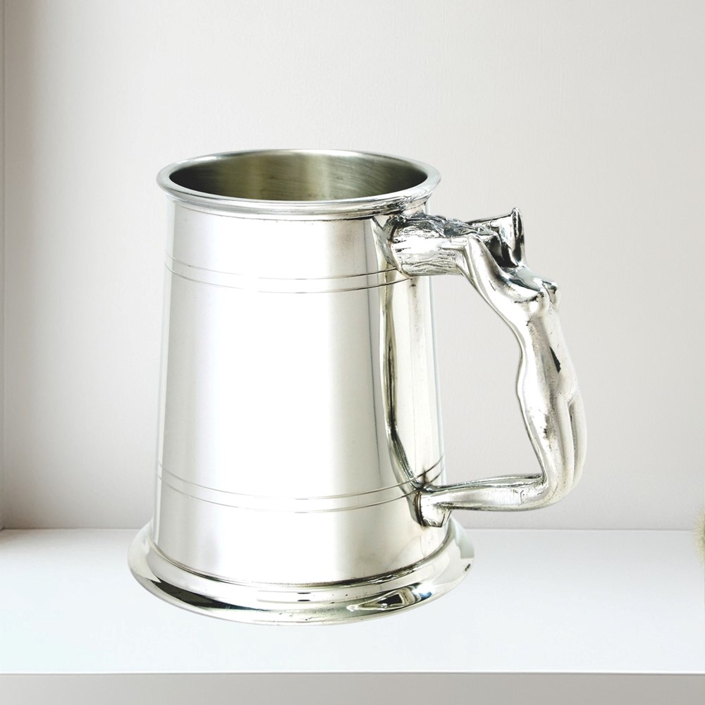Nymph Handle One Pint Pewter Tankard
