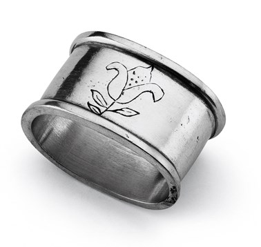 Pewter oval engraved napkin ring