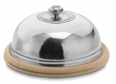 Wooden cheese board with pewter dome