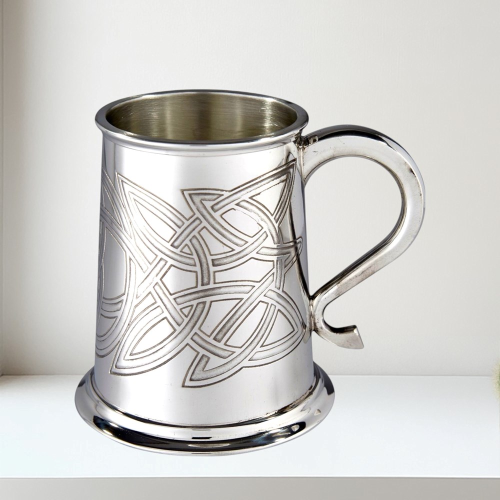 Skye Celtic Embossed One Pint Pewter Tankard