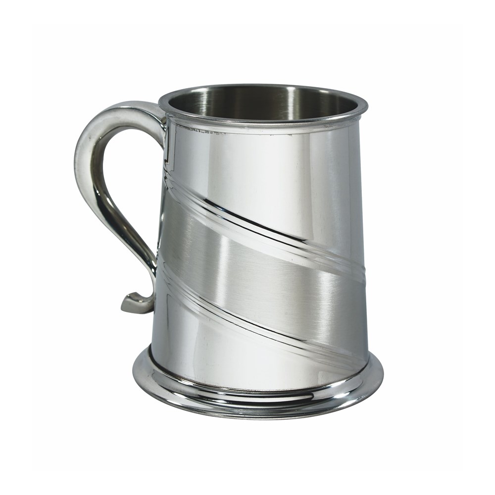 Diagonal Stripe One Pint Pewter Tankard