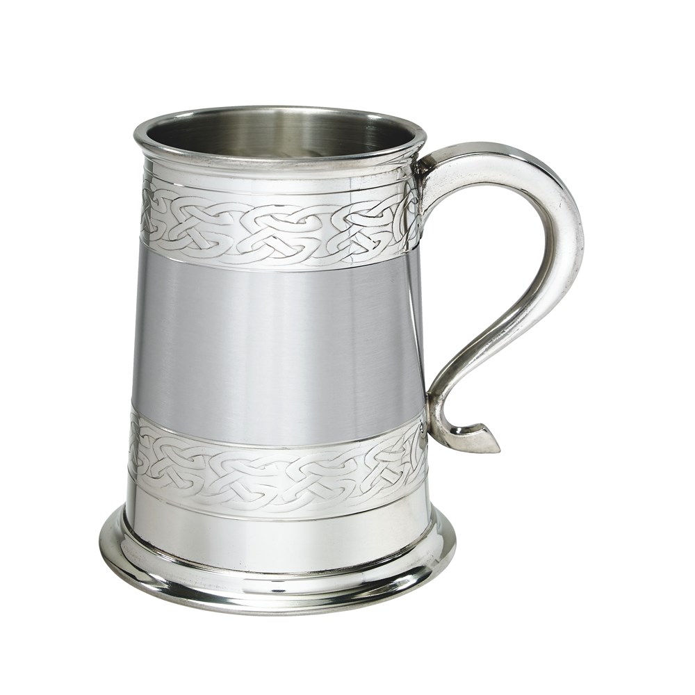 Embossed Celtic Bands One Pint Pewter Tankard