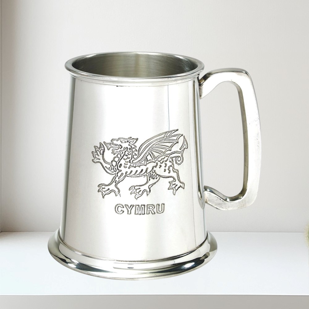 Welsh Dragon One Pint Pewter Tankard