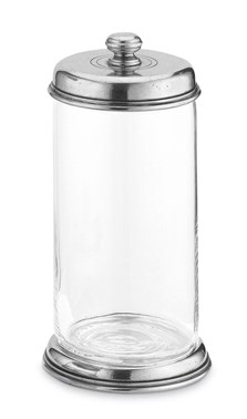 Pewter and glass storage jar 22 cm